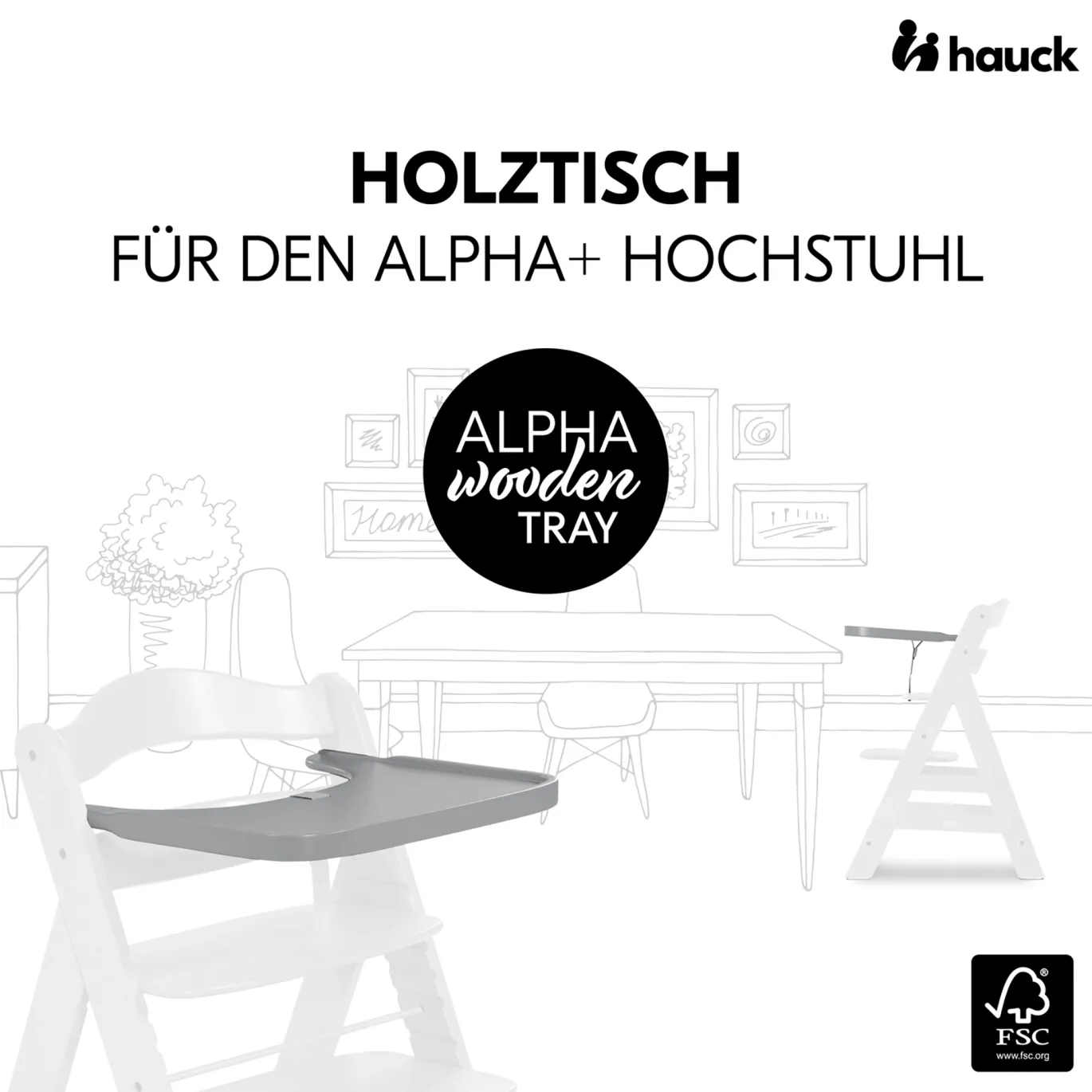 Alpha Wooden Tray Grey