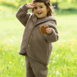 Baby Kapuzenjacke Walnuss Melange
