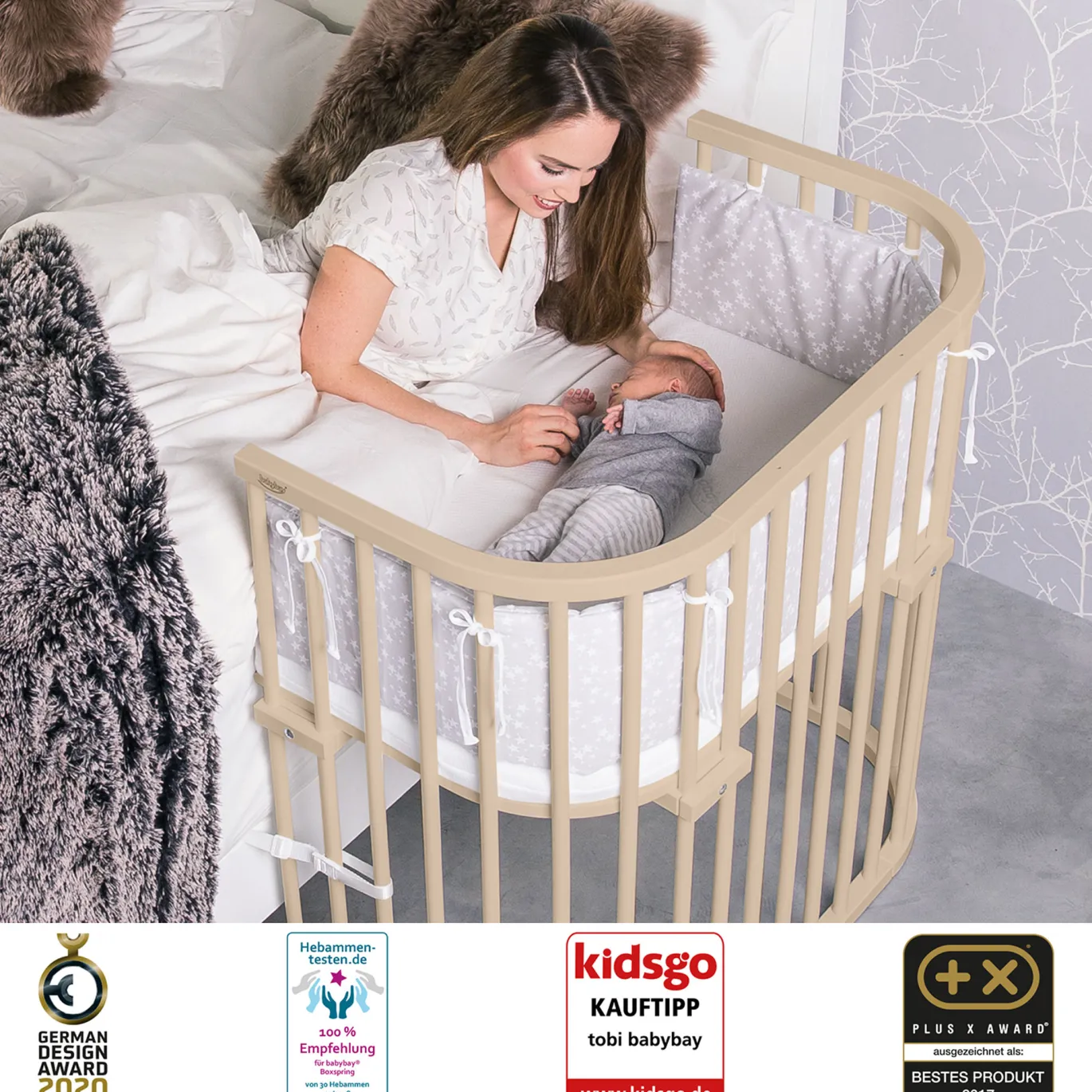 babybay Boxspring XXL beige lackiert