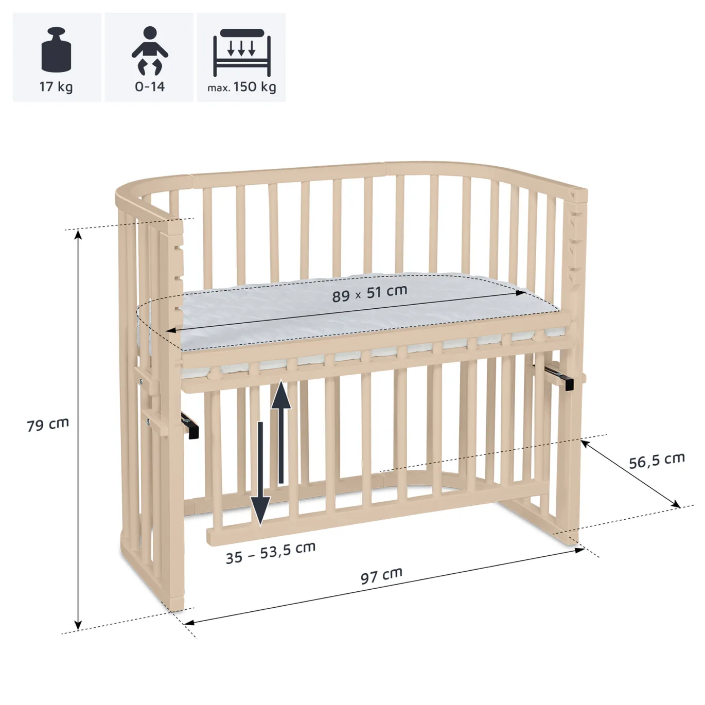 babybay Maxi Comfort Plus beige lackiert