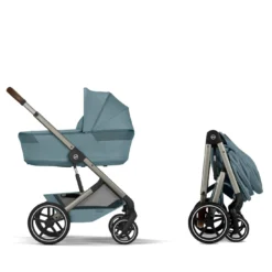 Balios S Lux & faltbare Wanne Stormy Blue mit Rahmen in Taupe 26