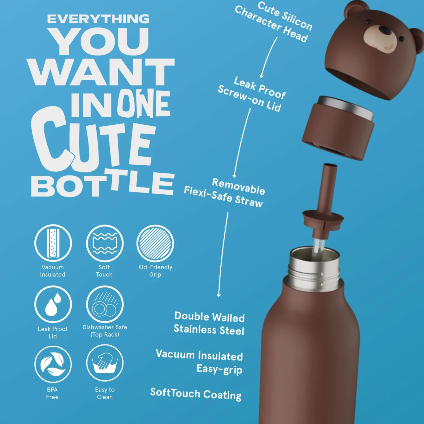 Bestie Trinkflasche Braunbär