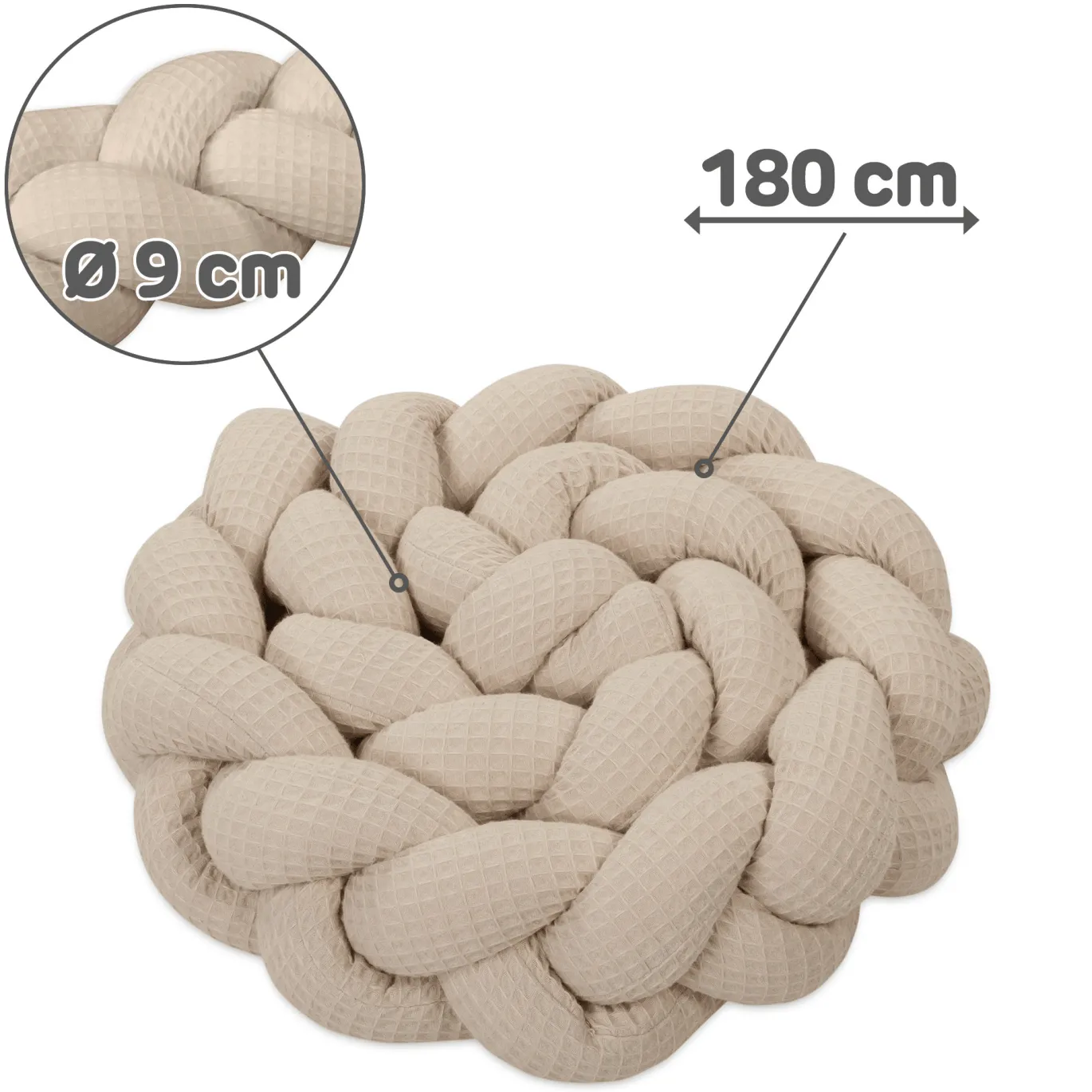 Bettschlange geflochten Sand 180 cm