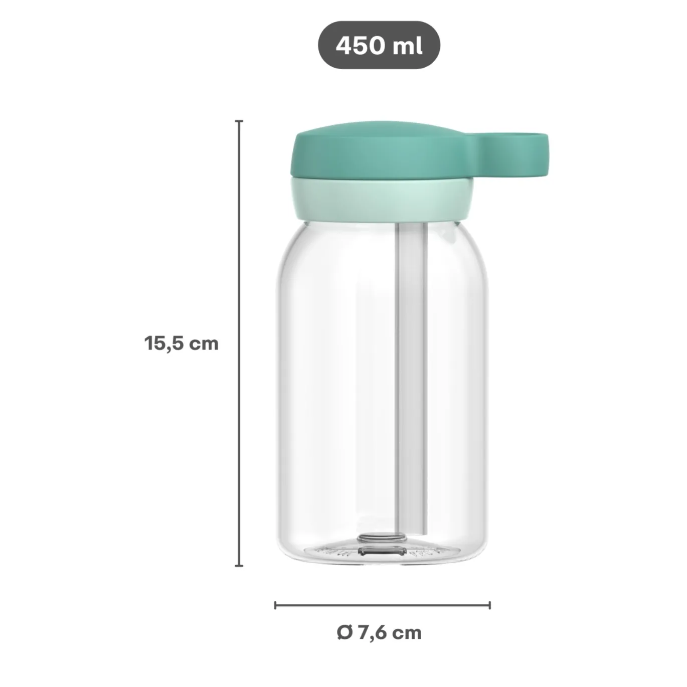 Campus Trinkflasche mit Trinkhalm 450 ml - Cool mint