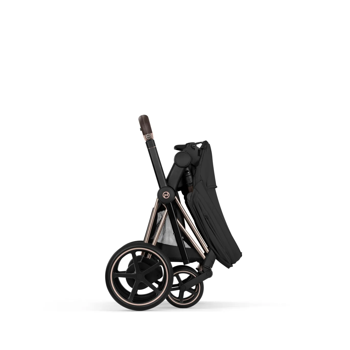 e-Priam Comfort Sepia Black mit Rahmen in Rosegold 26