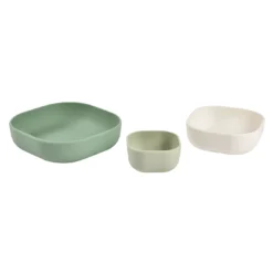 3er Set Silikon-Schüssel Salbeigrün/Cotton/Hellgrau