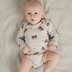 3er-Pack Langarmbody Bear Beige