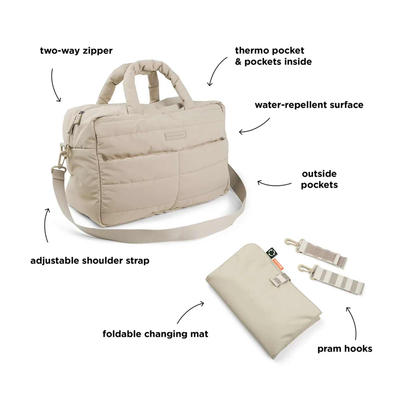 Gesteppte Wickeltasche