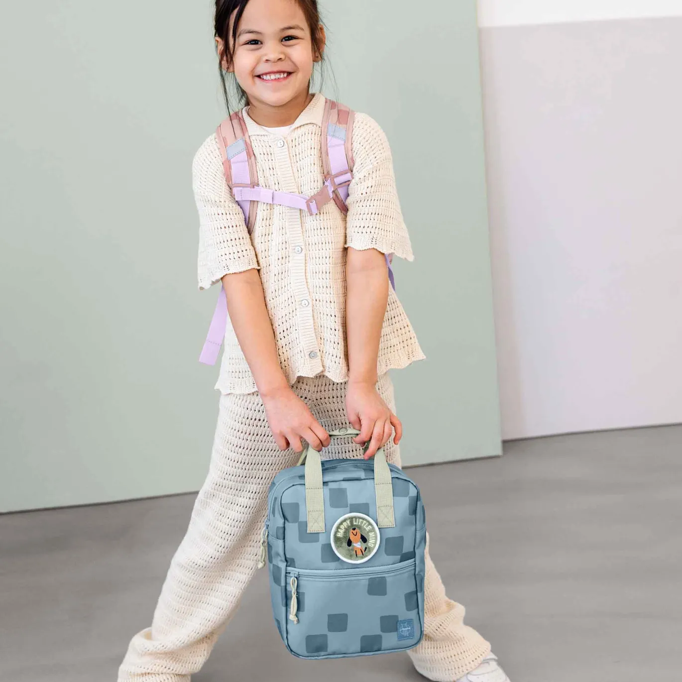 Kinderrucksack Square Pattern Party Blau