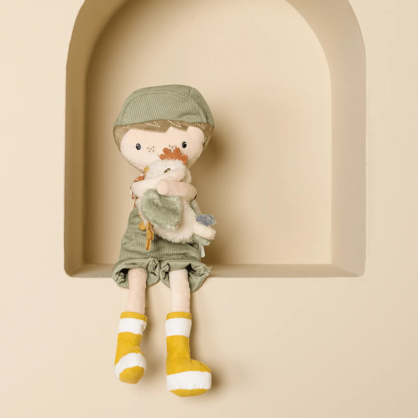 Kuschelpuppe Bauer Jim mit Huhn
