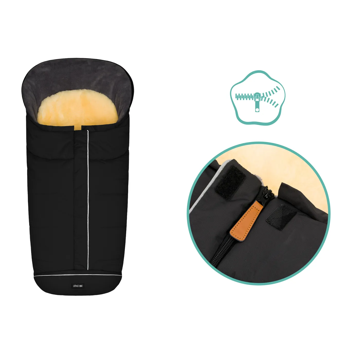 Lammfellfußsack Discover Schwarz
