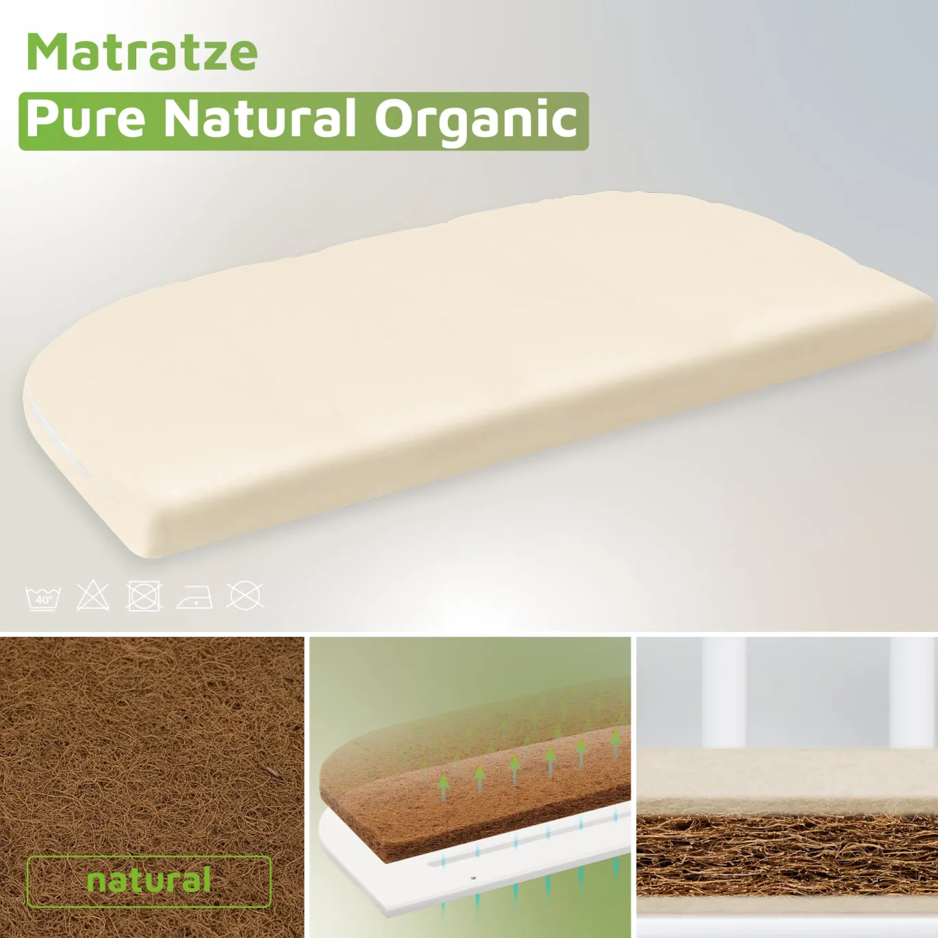 Matratze Pure Natural Organic für Maxi, Boxspring und Comfort Plus