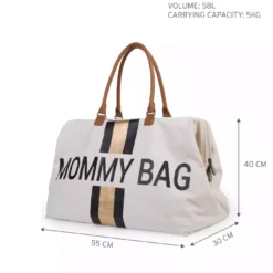Mommy Bag Wickeltasche Canvas Off White Stripes
