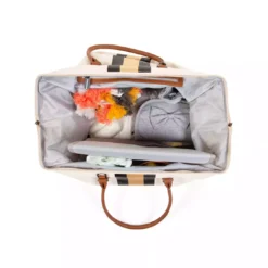 Mommy Bag Wickeltasche Canvas Off White Stripes