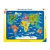 Rahmenpuzzle Weltkarte mit Tieren
