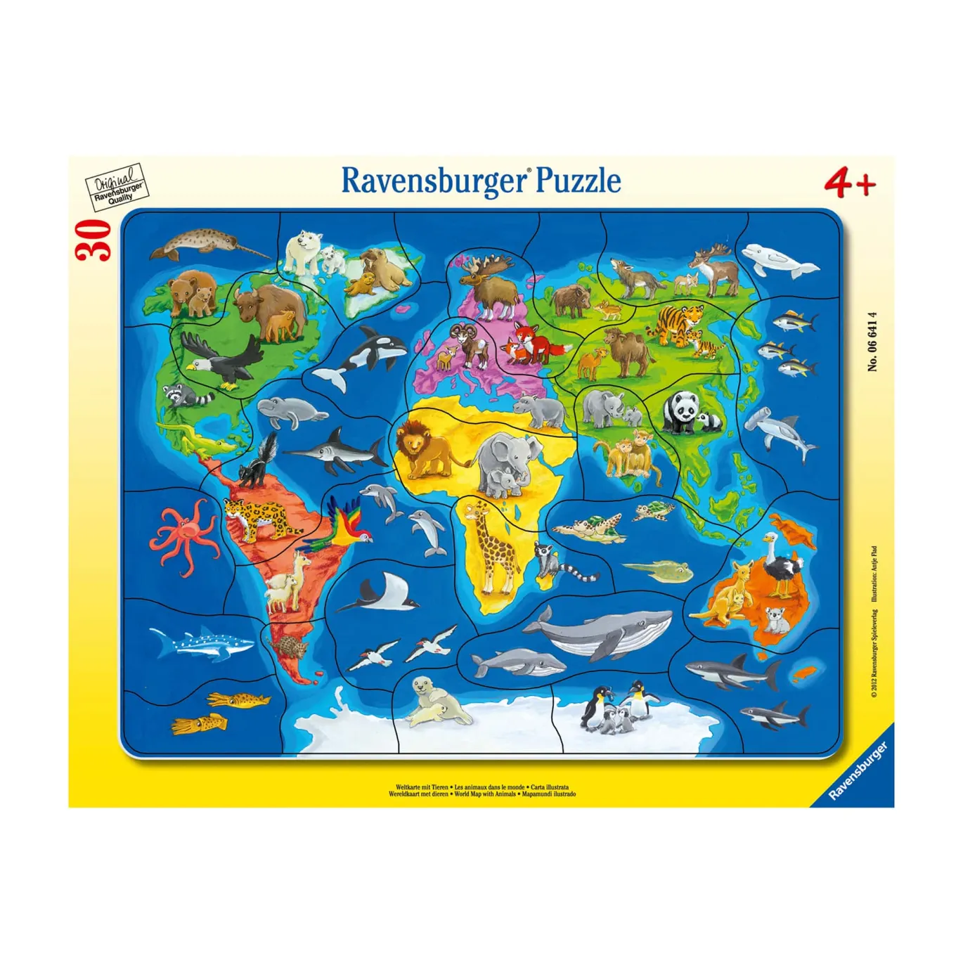 Rahmenpuzzle Weltkarte mit Tieren