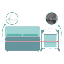 Reisebeistellbett Porto Grau Melange