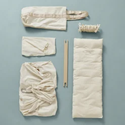 Set Federwiege Premium mit Ständer und Motor Natur
