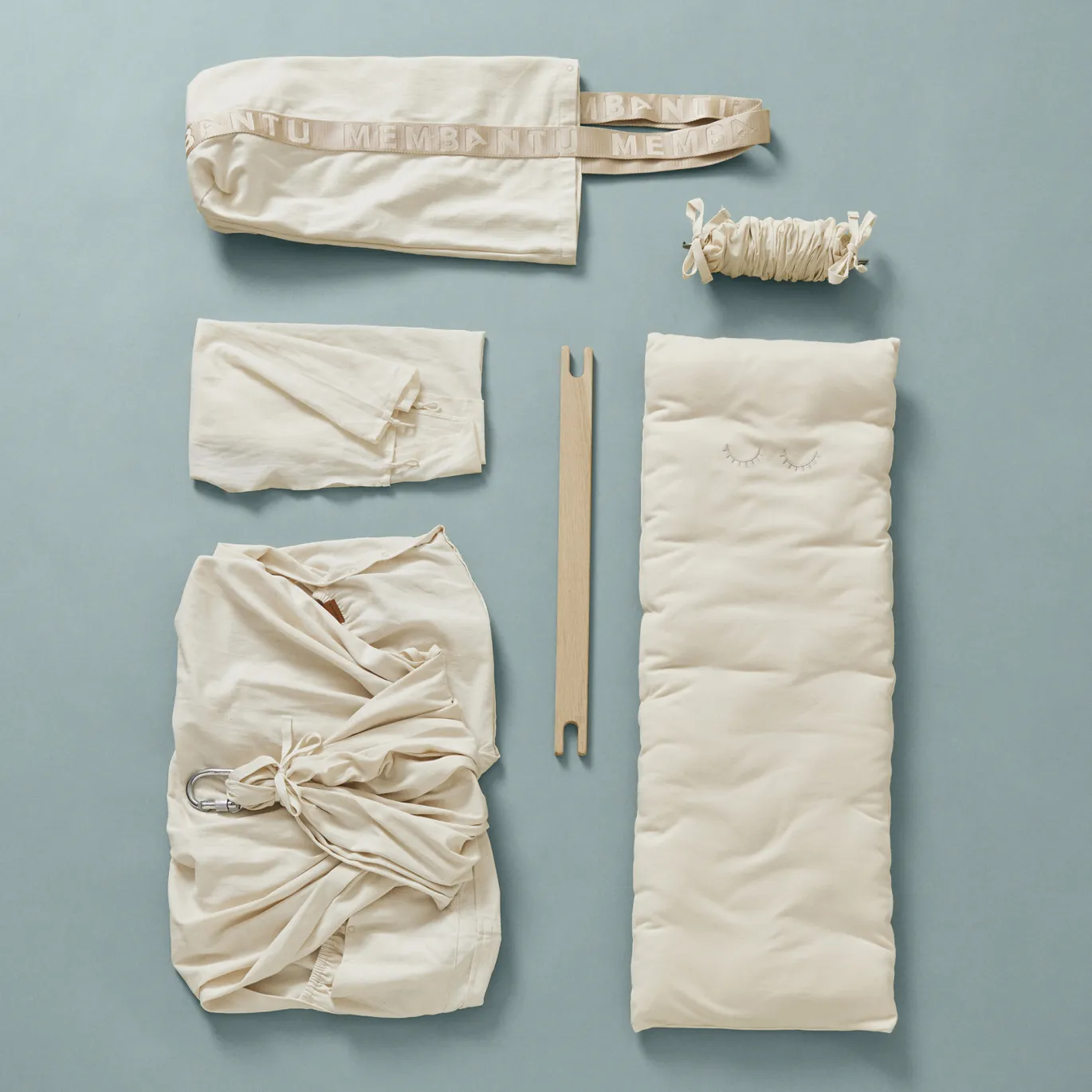Set Federwiege Premium mit Ständer und Motor Natur