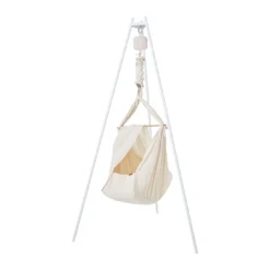Set Federwiege Premium mit Ständer und Motor Natur