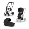 Set Priam Style Rahmen Chrome Brown mit Wanne und Sitzpaket in Sepia Black 26