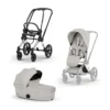 Set Priam Style Rahmen Chrome Brown mit Wanne und Sitzpaket in Light Grey 26