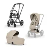 Set Priam Style Rahmen Matt Black mit Wanne und Sitzpaket in Cozy Beige 26
