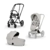Set Priam Style Rahmen Matt Black mit Wanne und Sitzpaket in Light Grey 26