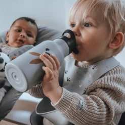 Trinkflasche Panda Grau