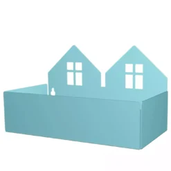 Wandregal & Box Häuser Pastellblau