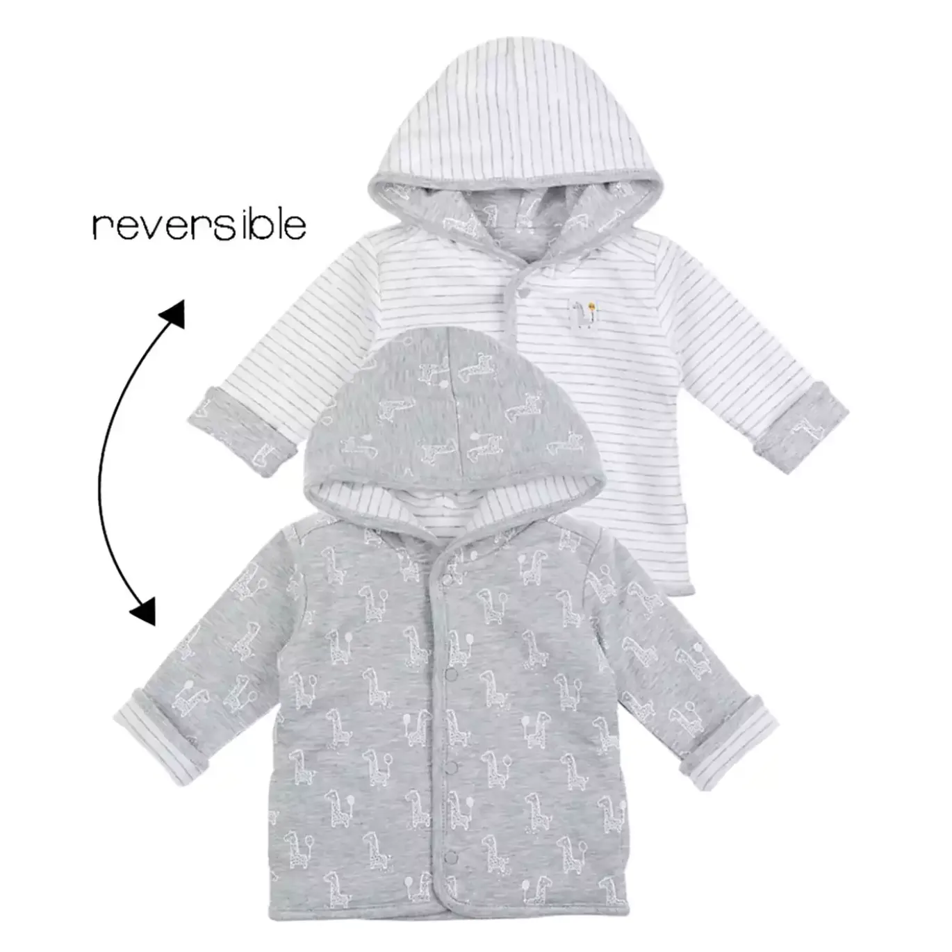 Wendejacke m. Kapuze grau mel Giraffe Grau Melange