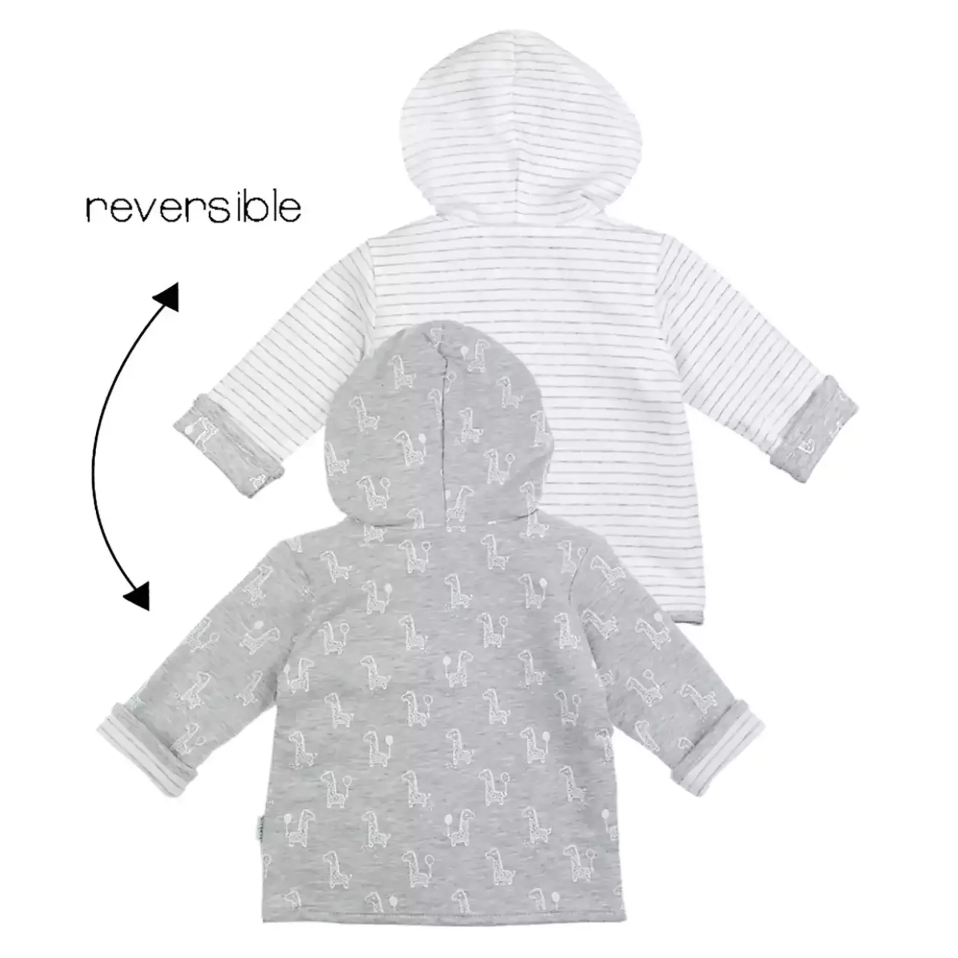 Wendejacke m. Kapuze grau mel Giraffe Grau Melange